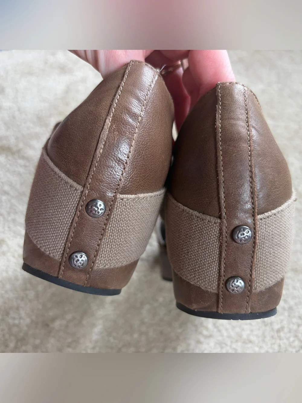 OTBT Brown Tan Wedge Sandals with Elastic Strap
